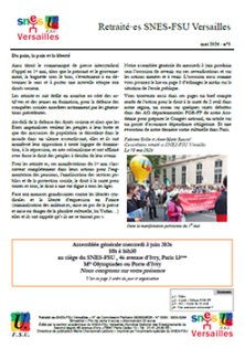 Publication Retraité·es SNES-FSU Versailles N°5 - Mai 2026